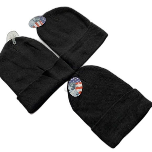 3 Beanie Knit Ski Cap Hat Winter Lace Beanie Adult One Size Knit Deep Black - Picture 2 of 3